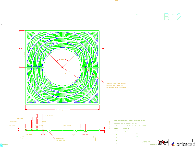 R-8718 Tree Grate 72 Square with 36 Dia. Tree Opening. AIA CAD Details--zipped into WinZip format files for faster downloading.