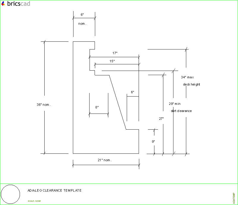 ADA - Leg Clearance Template. AIA CAD Details--zipped into WinZip format files for faster downloading.