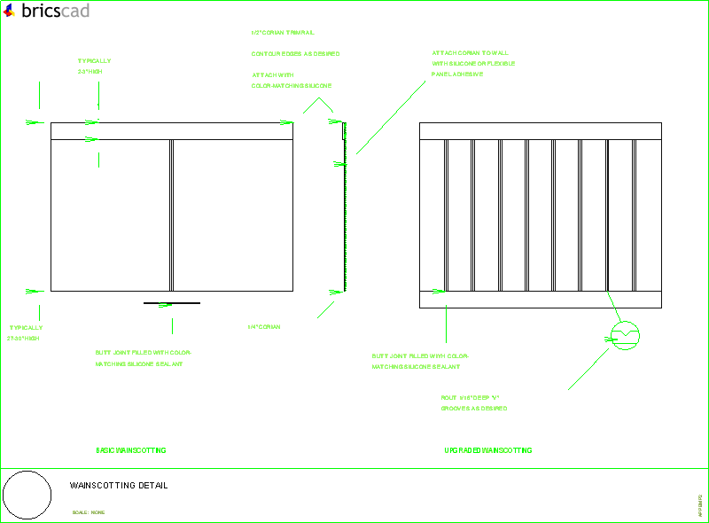 Wainscoting Detail. AIA CAD Details--zipped into WinZip format files for faster downloading.