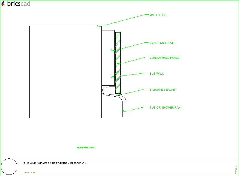 Tub and Shower Surrounds - Elevation. AIA CAD Details--zipped into WinZip format files for faster downloading.