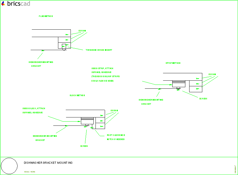 Dishwasher Bracket Mounting. AIA CAD Details--zipped into WinZip format files for faster downloading.