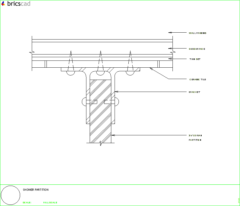 Partition support at wall. AIA CAD Details--zipped into WinZip format files for faster downloading.