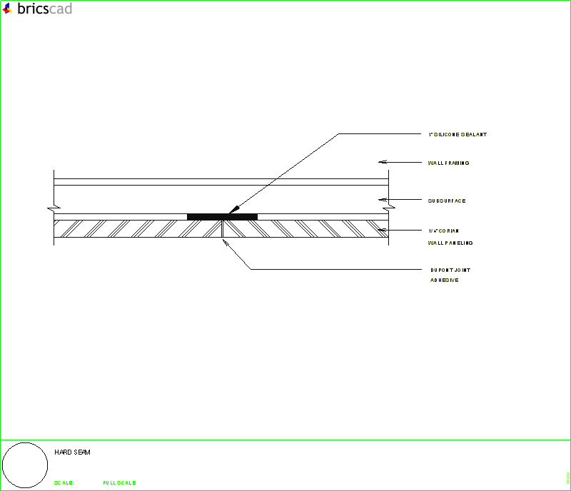 Wall panel with hard seam. AIA CAD Details--zipped into WinZip format files for faster downloading.