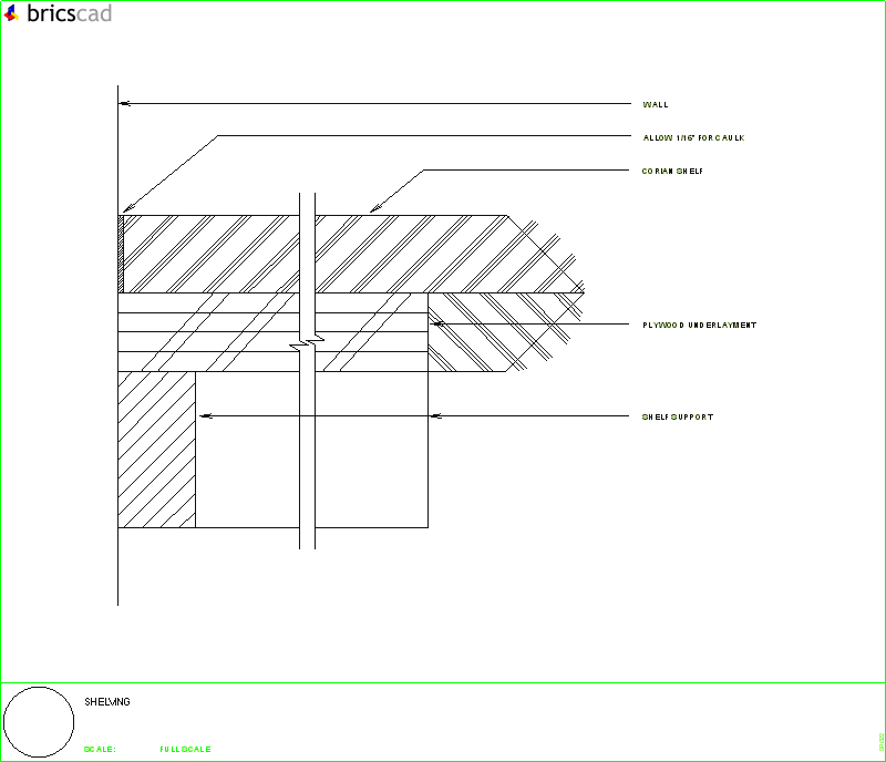 Shelving detail. AIA CAD Details--zipped into WinZip format files for faster downloading.