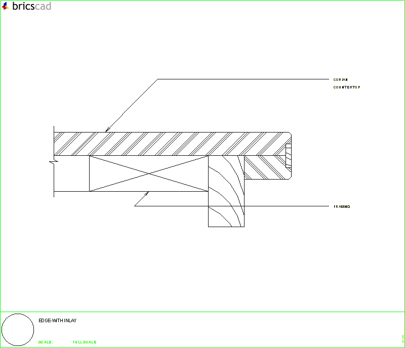 Edge - flush with inlay - using 1/2 or 3/4 inch material. AIA CAD Details--zipped into WinZip format files for faster downloading.