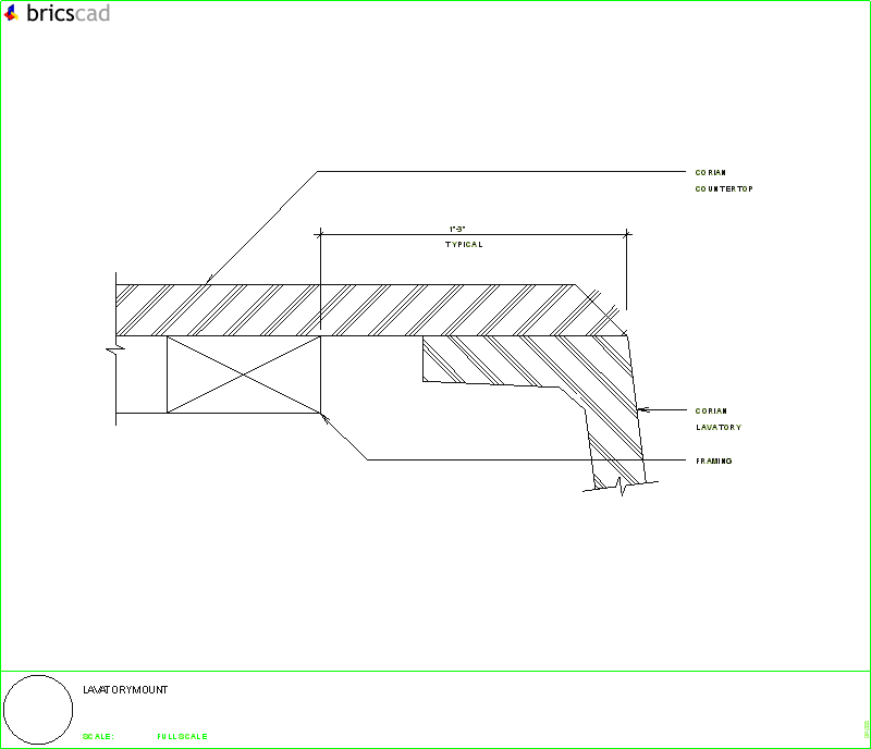 Sink/lav undermount using joint adhesive. AIA CAD Details--zipped into WinZip format files for faster downloading.