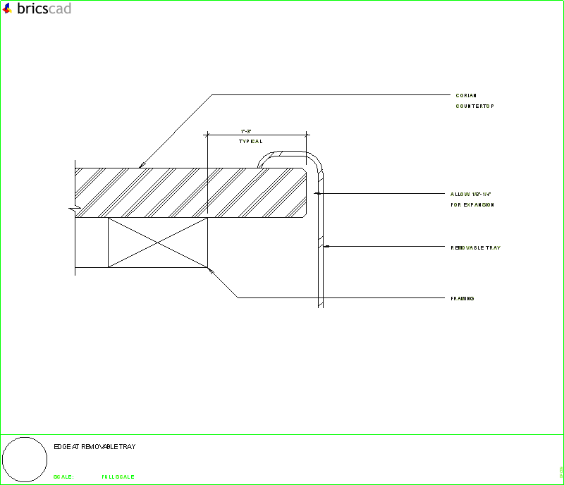 Cutout Edge for top mounted sinks/lavs and removable room temperature trays and pans. AIA CAD Details--zipped into WinZip format files for faster downloading.