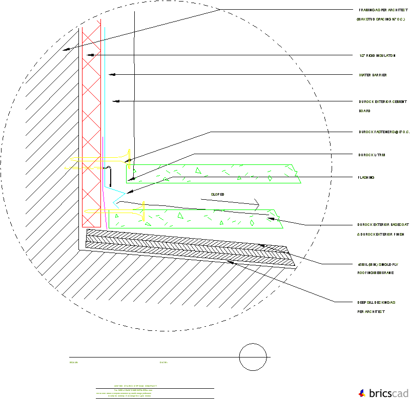 DUR505 - WALL/DEEP SILL SECTION. AIA CAD Details--zipped into WinZip format files for faster downloading.