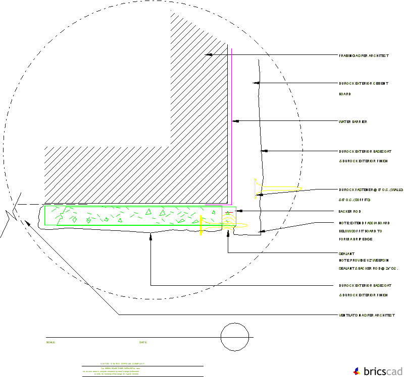 DUR512 - ALTERNATE FASCIA/SOFFIT DETAIL. AIA CAD Details--zipped into WinZip format files for faster downloading.