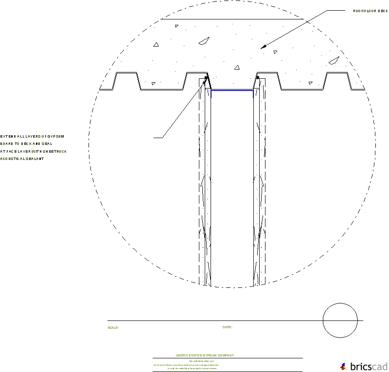 HOSP409 - TYPICAL RATED WALL (PARALLEL TO DECK). AIA CAD Details--zipped into WinZip format files for faster downloading.