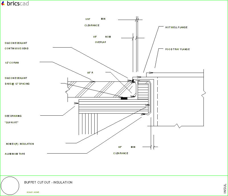 How to insulate a hot or cold buffet cutout.. AIA CAD Details--zipped into WinZip format files for faster downloading.