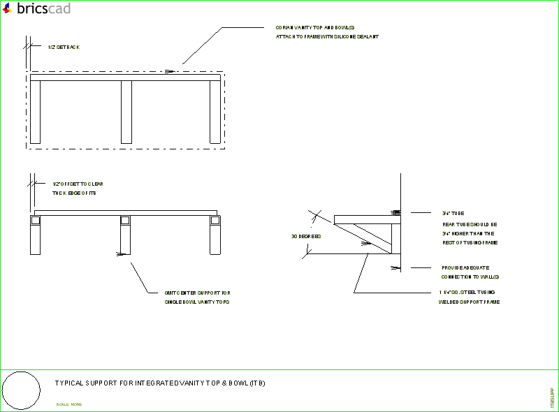 Typical steel support for a vanity top.. AIA CAD Details--zipped into WinZip format files for faster downloading.