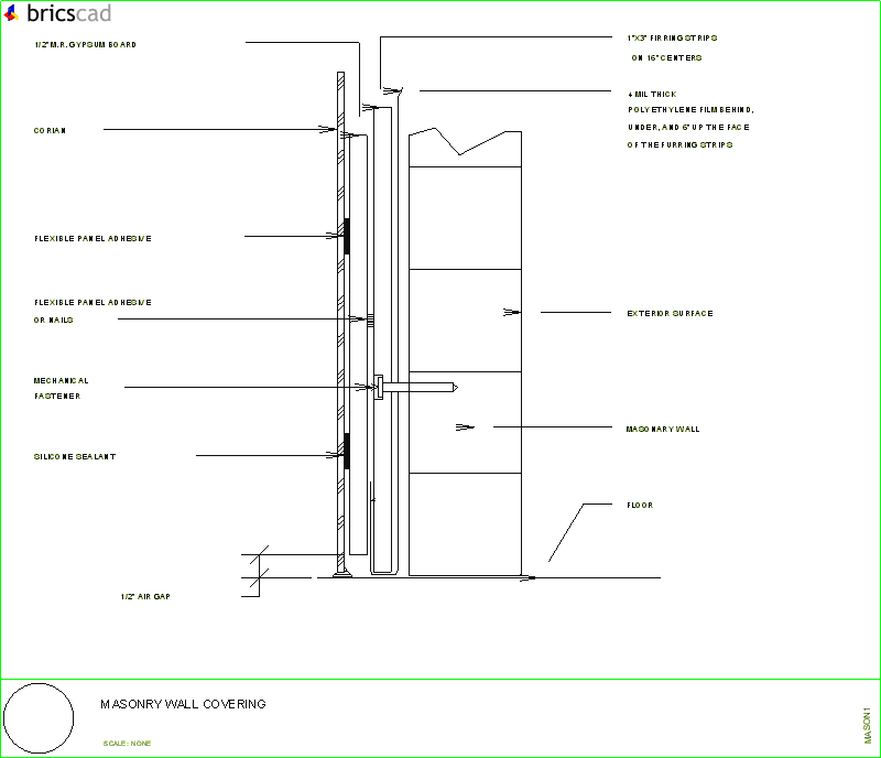 How to cover masonry walls with CORIAN®.. AIA CAD Details--zipped into WinZip format files for faster downloading.