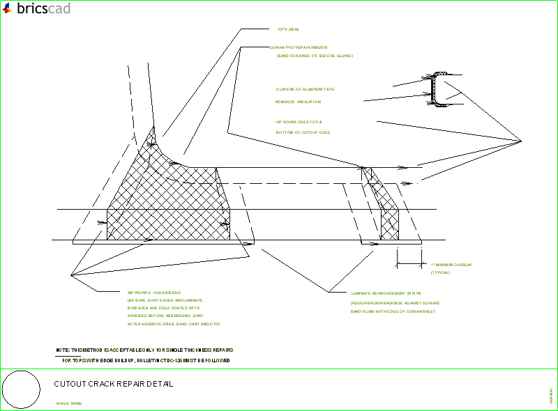 How to repair a cracked cutout.. AIA CAD Details--zipped into WinZip format files for faster downloading.