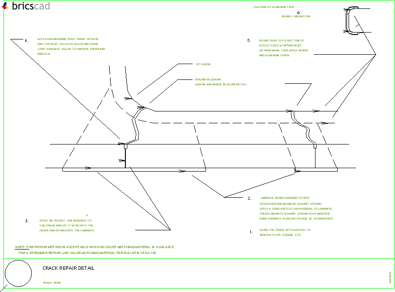 How to repair a cracked cutout.. AIA CAD Details--zipped into WinZip format files for faster downloading.