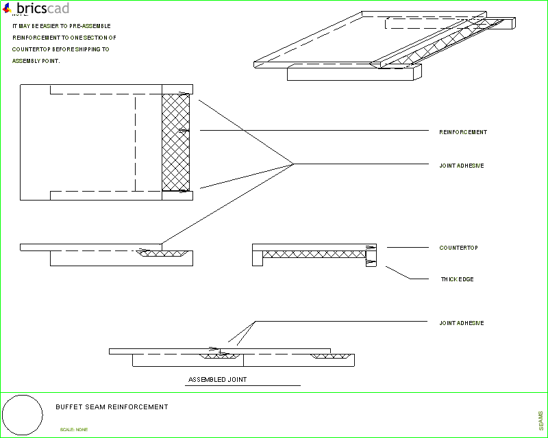 How to reinforce buffet counter seams.. AIA CAD Details--zipped into WinZip format files for faster downloading.