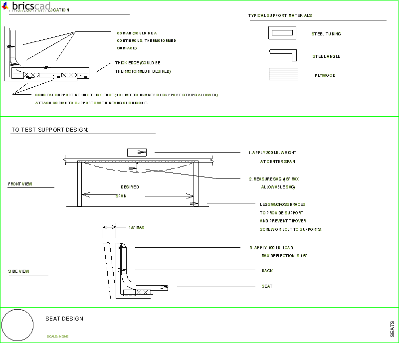 How to support seating designs.. AIA CAD Details--zipped into WinZip format files for faster downloading.