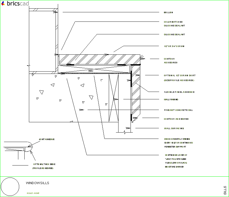 How to install window sills.. AIA CAD Details--zipped into WinZip format files for faster downloading.