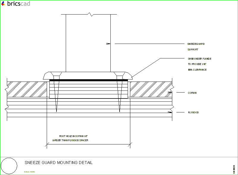 Sneeze guard mounting detail.. AIA CAD Details--zipped into WinZip format files for faster downloading.