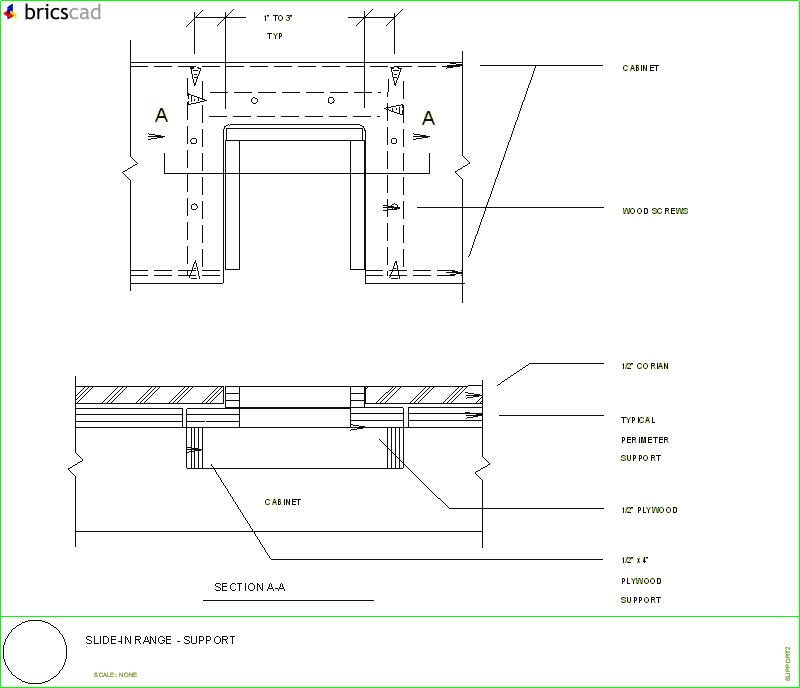 How to install a slide-in range.. AIA CAD Details--zipped into WinZip format files for faster downloading.