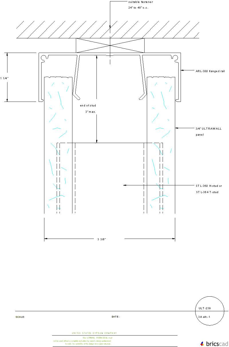 ULT239 CEILING RAIL 3A(alt-1). AIA CAD Details--zipped into WinZip format files for faster downloading.