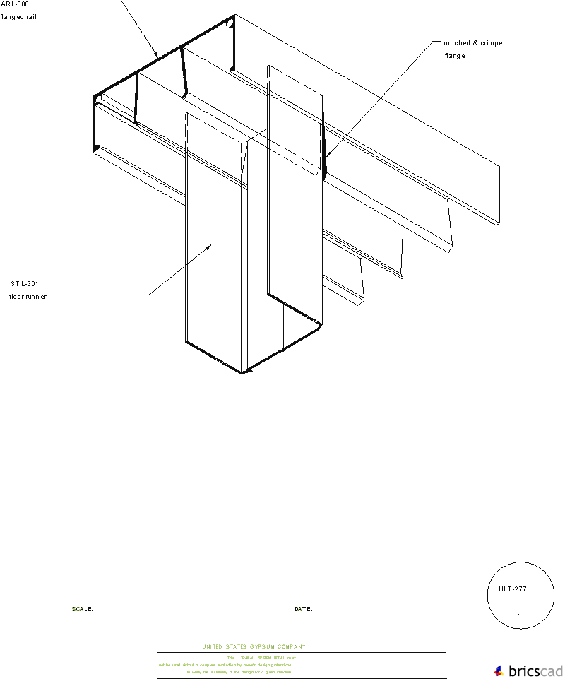 ULT277 CEILING FLANGED RAIL ATTACHMENT J. AIA CAD Details--zipped into WinZip format files for faster downloading.