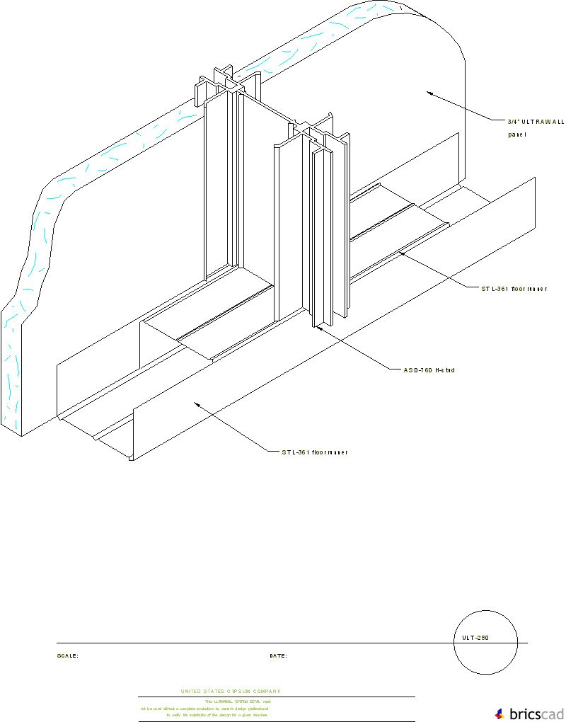 ULT280 ALUMINUM STUD ASSEMBLY PERSPECTIVE. AIA CAD Details--zipped into WinZip format files for faster downloading.