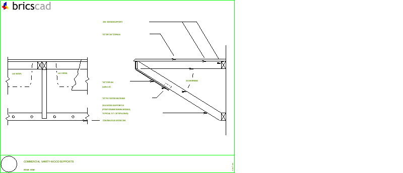 Commercial Vanity - Wood Supports. AIA CAD Details--zipped into WinZip format files for faster downloading.