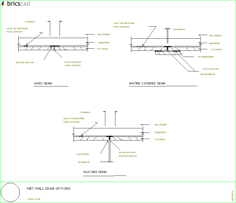 Wet wall seam options.. AIA CAD Details--zipped into WinZip format files for faster downloading.