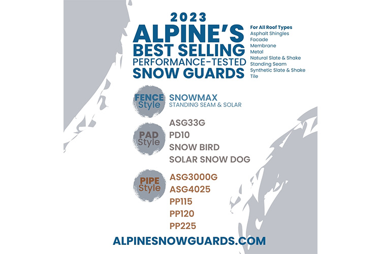 Alpine SnowGuards Unveils 2023 Best-Selling Snow Guards for All Roof Types