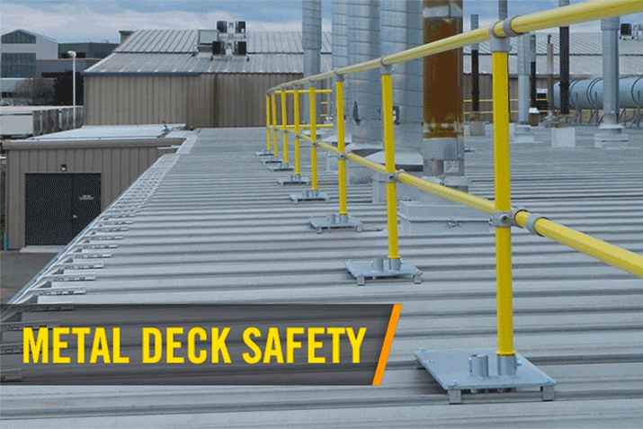 Fall protection railings for metal standing-seam roofs