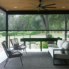 Outdoor Shading System - ZIP Side Channels Create Shading/Weather/Insect Barriers