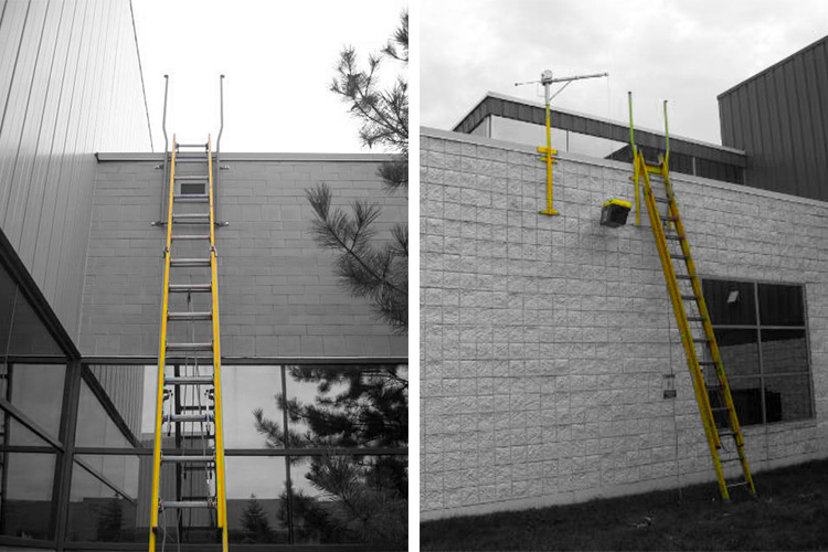 Permanent building mounted ladder receivers