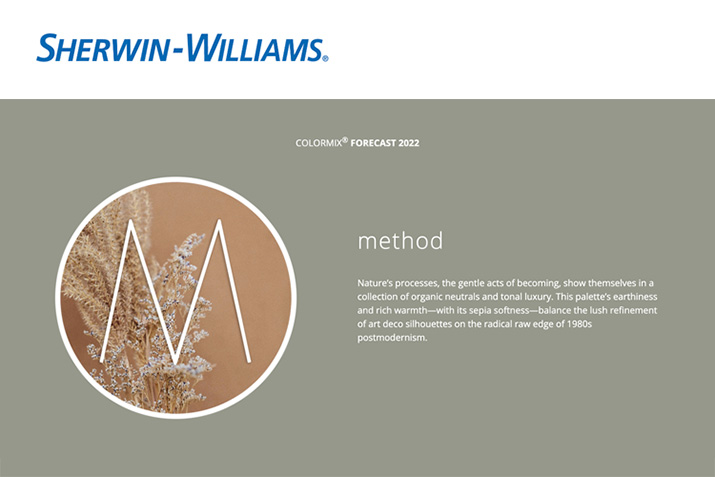 Sherwin-Williams 2022 Colormix® Forecast's Method palette