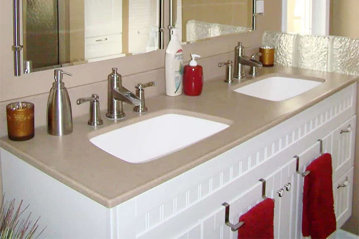 Solid Surface Bathroom Vanity Countertops and Accessories from Bath Doctor