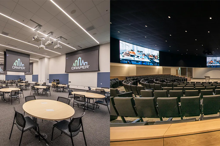 Featured image: Projection screens and dvLED video walls at the Arizona State University Health Futures Center. Architect: CO Architects. Integrator & Installer: Spinitar. Photographer: Matt O – mattophoto.net.