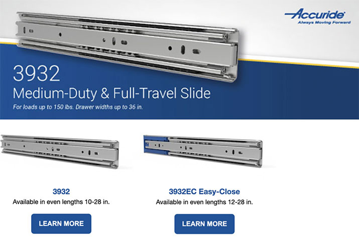 Upgrade your drawer experience with the Accuride 3932 and 3932EC