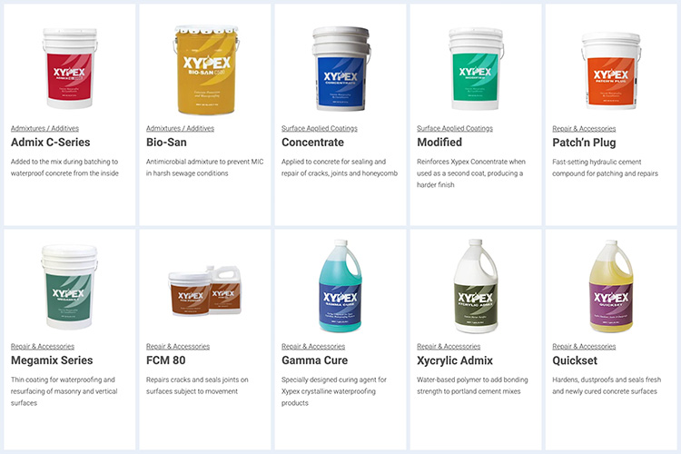 Xypex Concrete Waterproofing Products